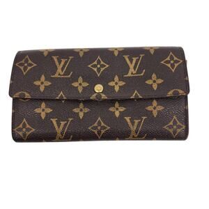 Louis Vuitton Brown Monogram Sarah Leather Long Snap Wallet Interior Zip Pocket